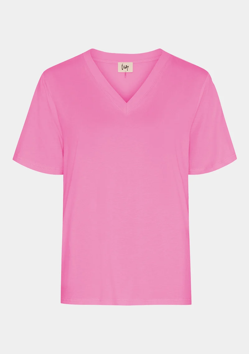 Gritt V-Neck T-Shirt - Hot pink