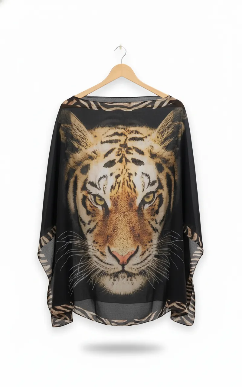 H&M Genomskinlig tunika med tigerprint