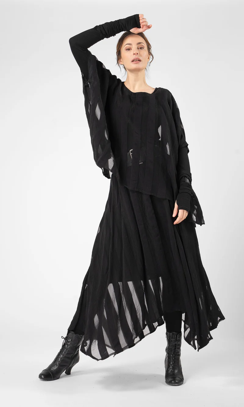Topp i randig viskosmix, oversize