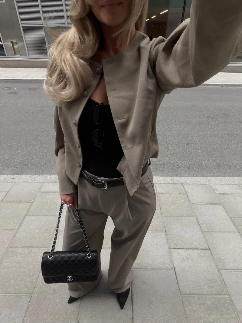 Anna bukser lysebrun tall