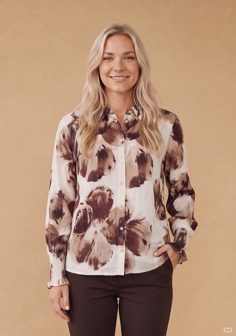 Ane Smock Shirt - Aubergine Floral