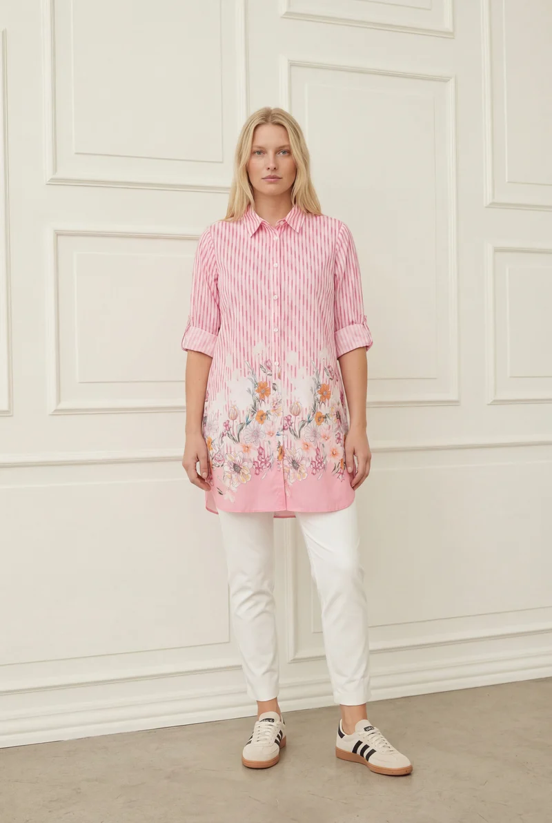 Mynte Tunic Dress - Pink Tone Borderprint