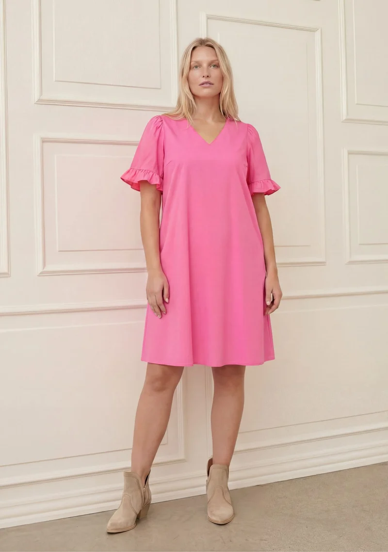 Sigga Flounce Dress - Fresh Pink