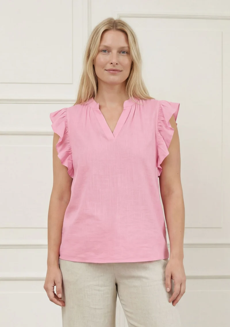 Pearl Flounce Top - Fresh Pink