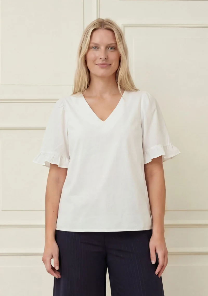 Sigga Flounce Blouse - White