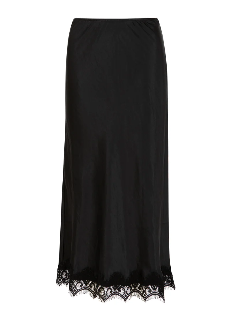 Skirt with lace detail - Black