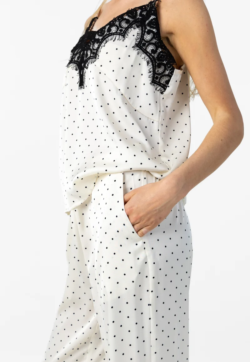 Pants with lace details - White dot