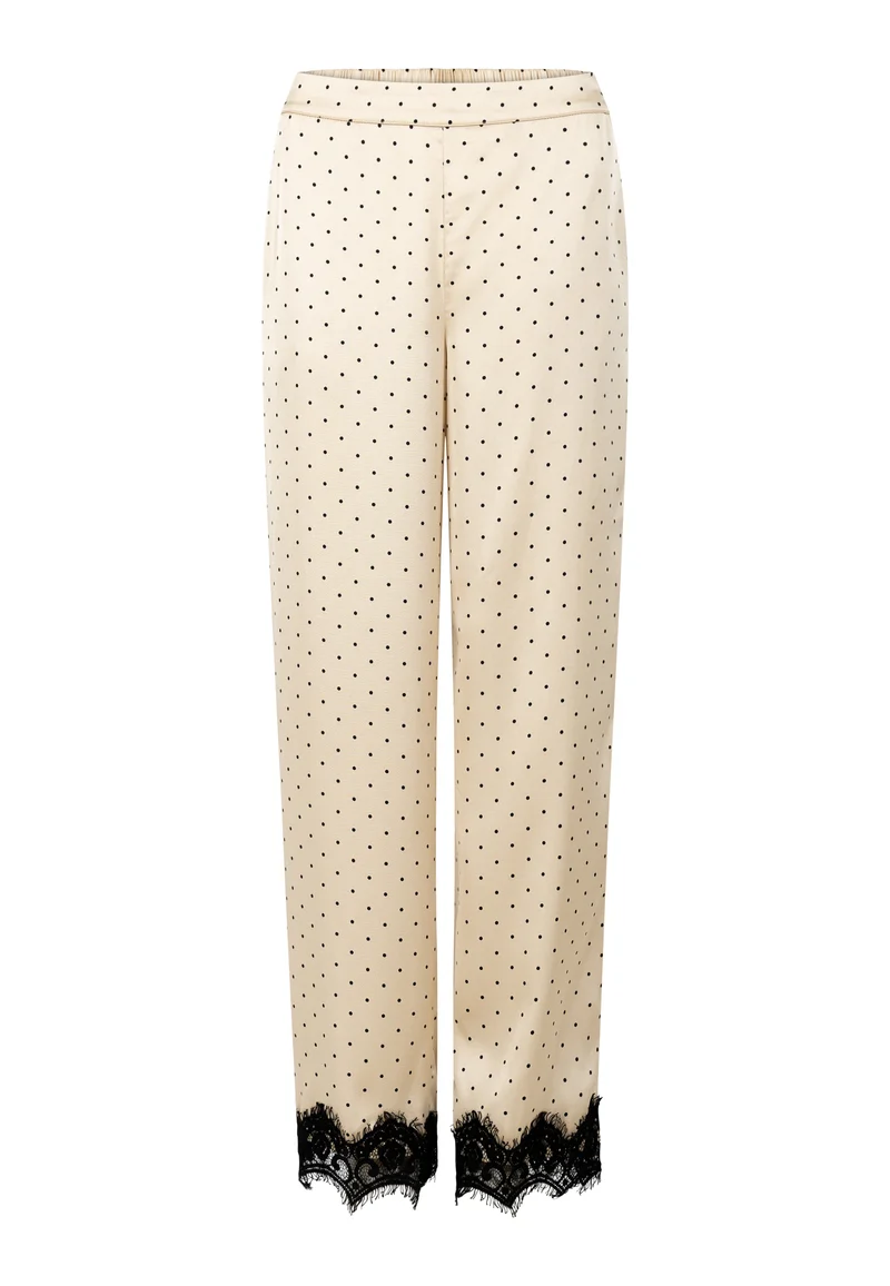 Pants with lace details - Beige dot
