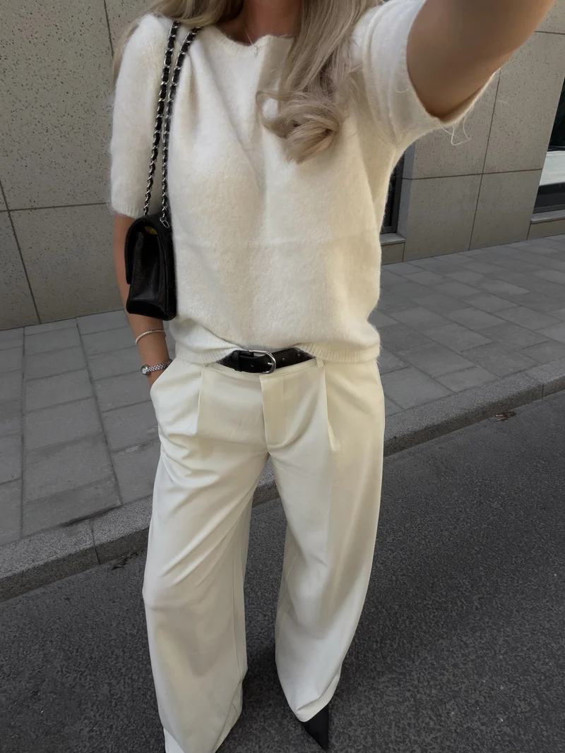 Anna bukser creme tall