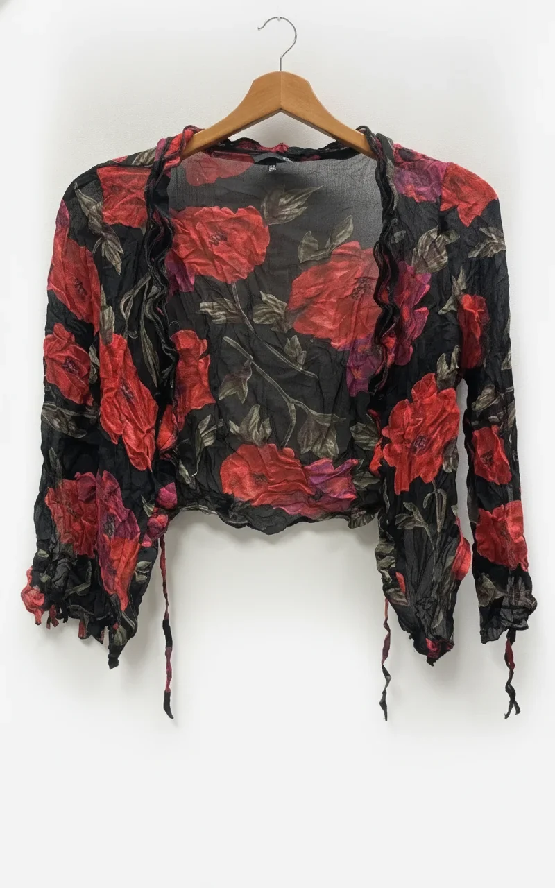H&M blommig genomskinlig blus med knyt
