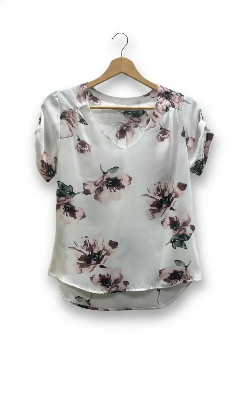 Hailys blommig blus med v-ringning