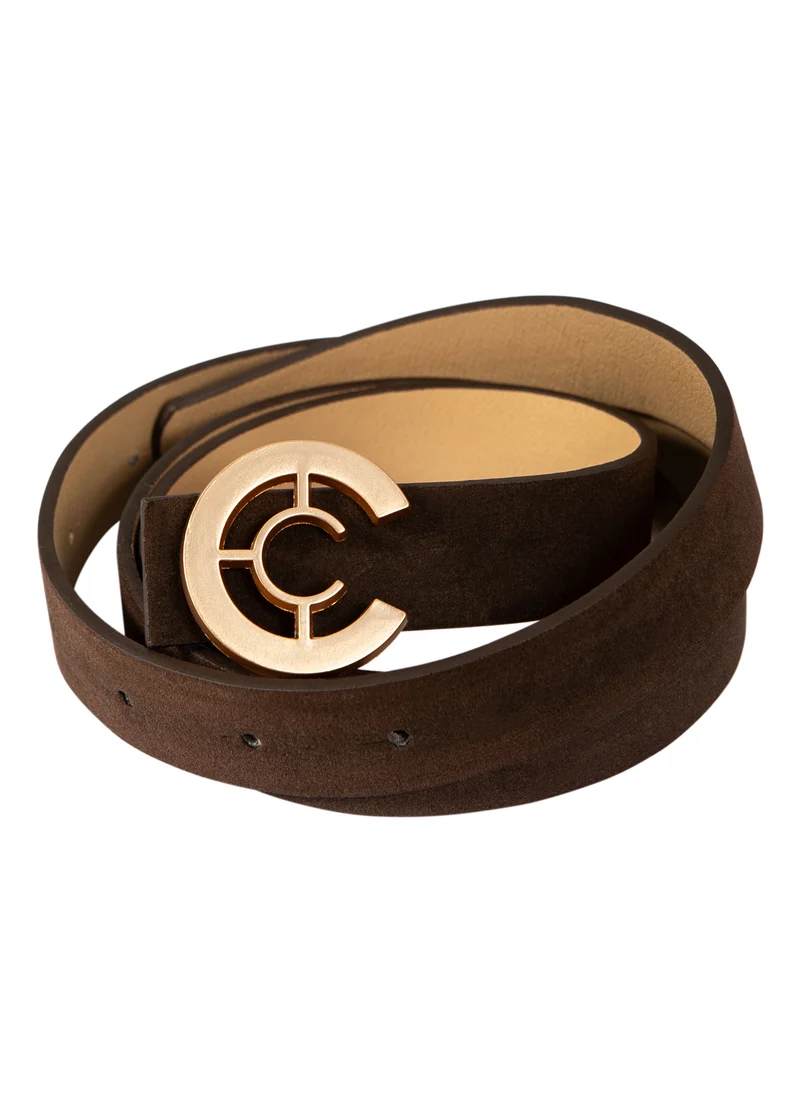 BRED LOGO-BÄLTE - Bark brown - 368 (Gold buckle)