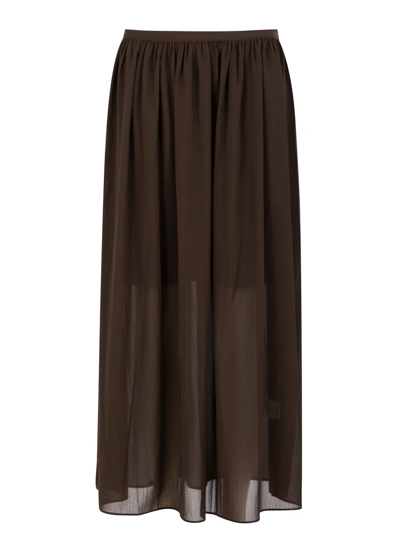 Transparent midi skirt - Dark Brown