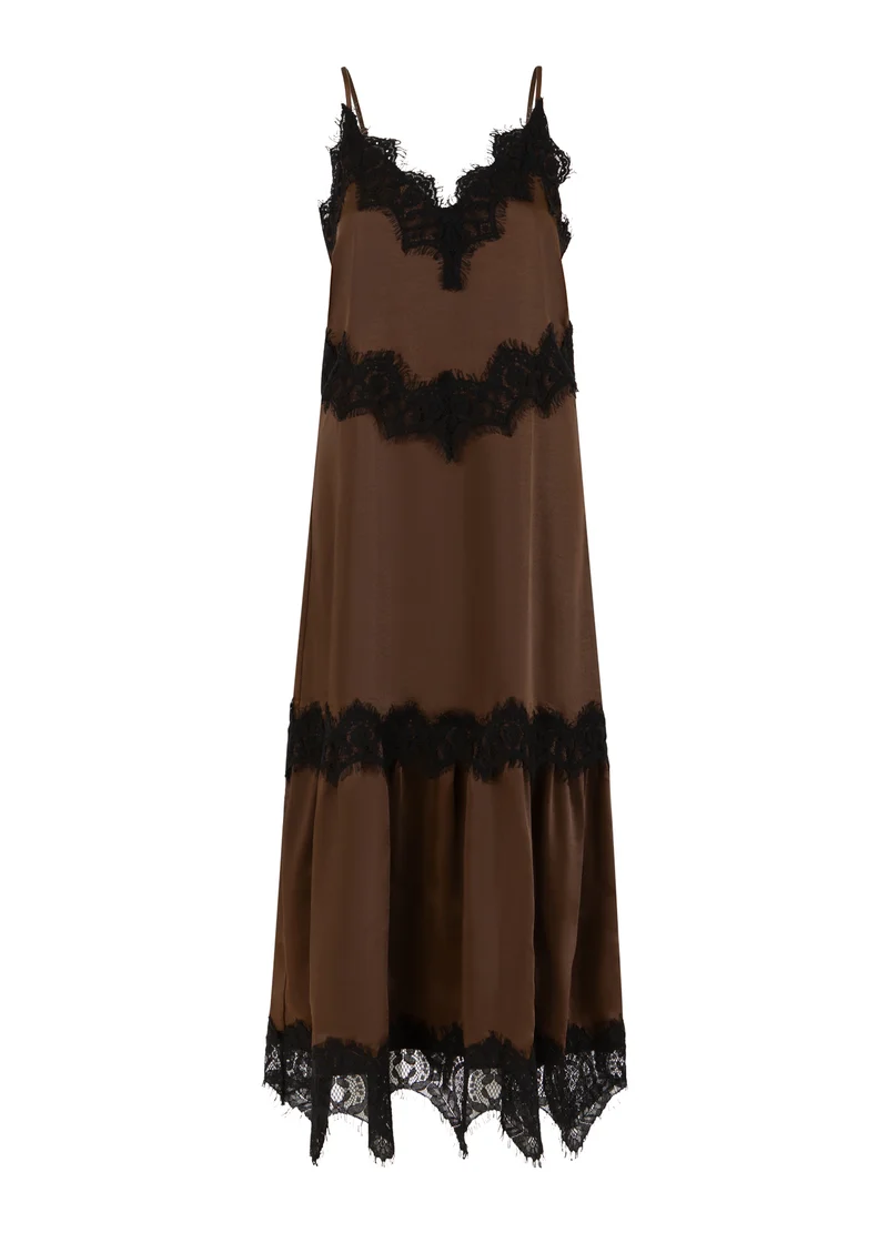 Dress with lace detail - Dark Brown