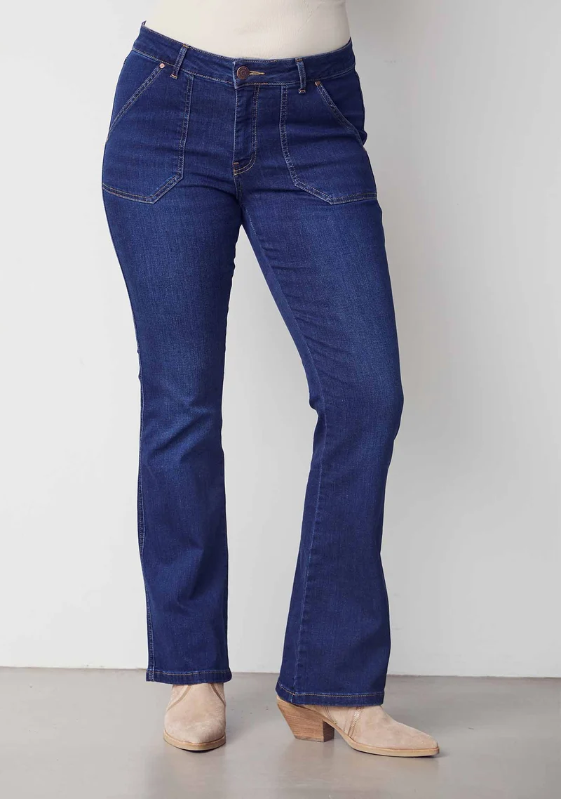 Como Long Flare Jeans - Dark denim