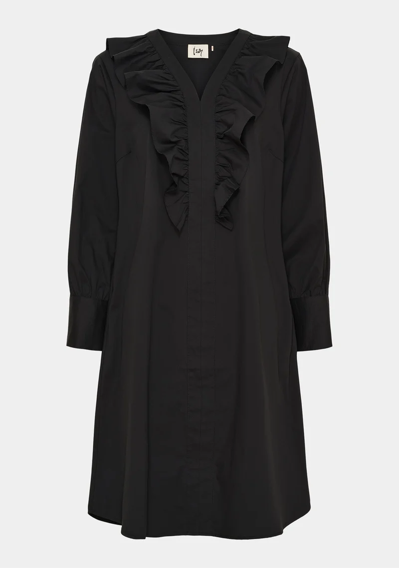 Sigga V-Flounce Dress - Black