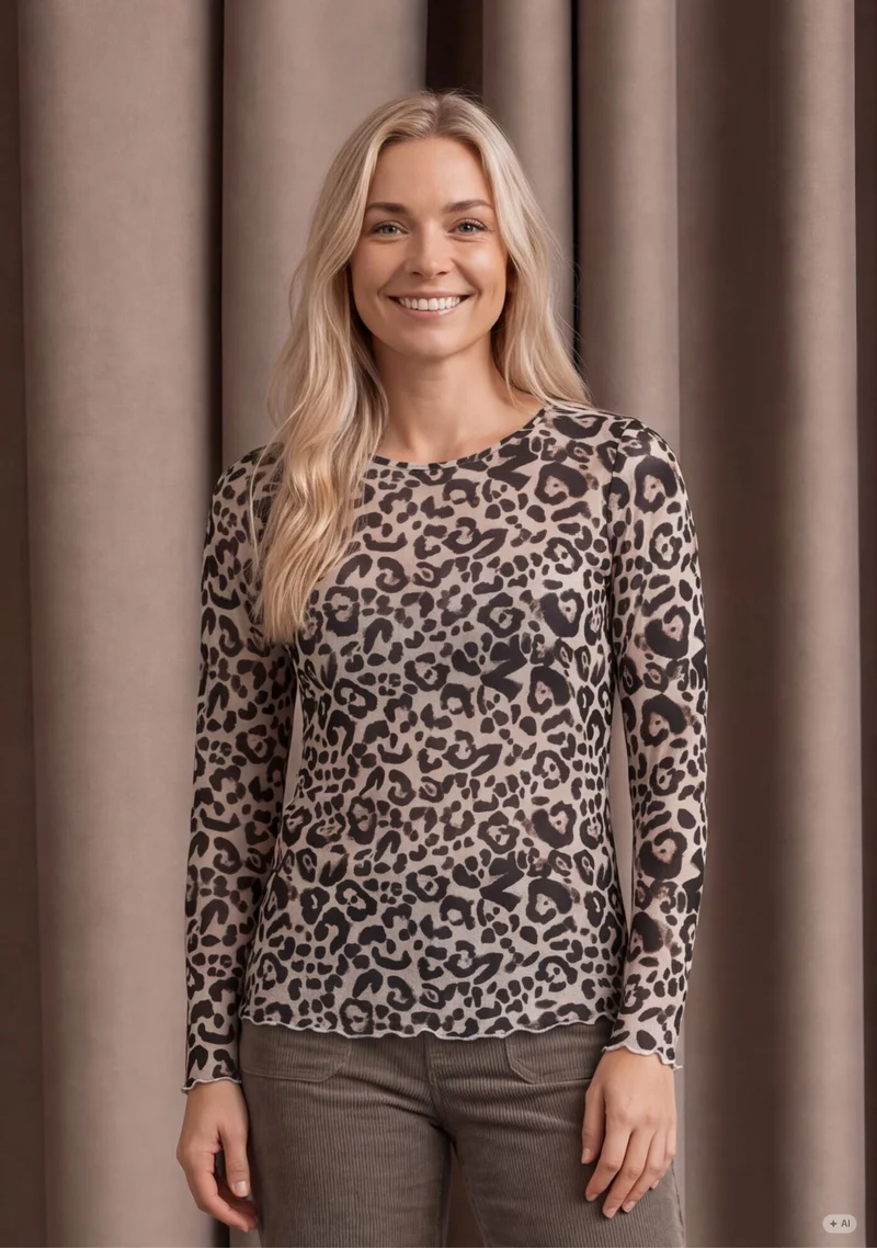 Fifi Mesh l/s O-Neck - Leo Mesh