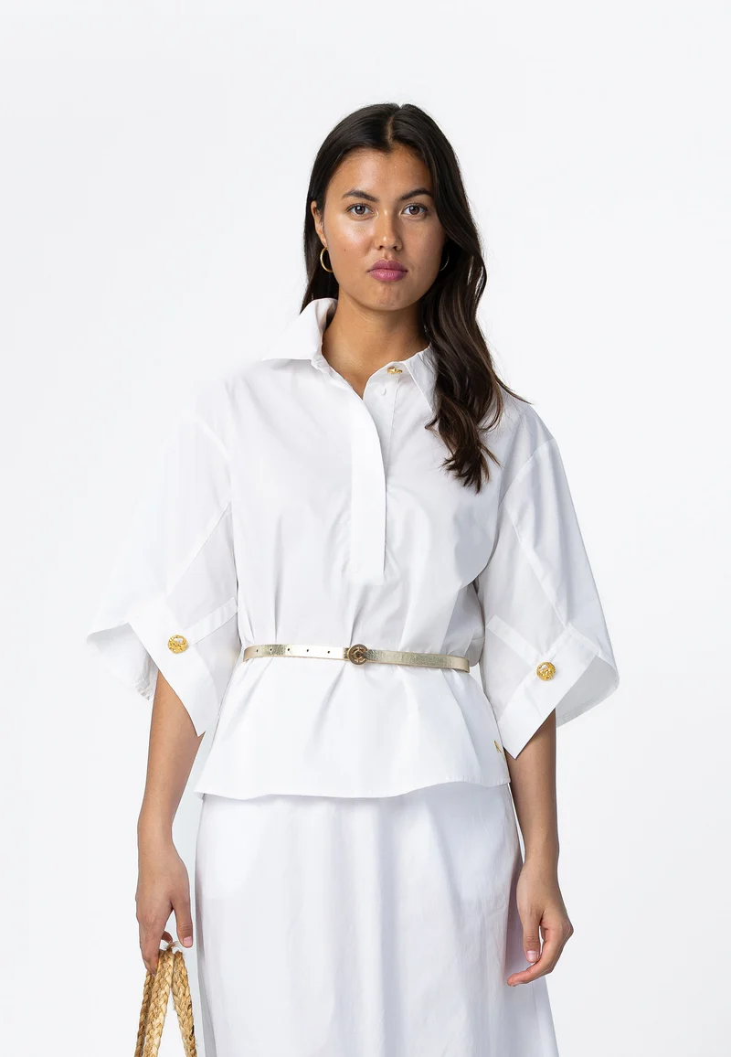 SKJORTA MED KNAPPÄRMAR - White
