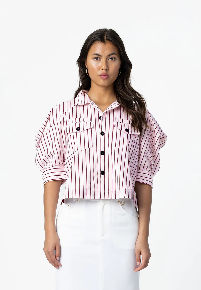 TOPP MED VOLYMSLITSAR - Light pink stripes