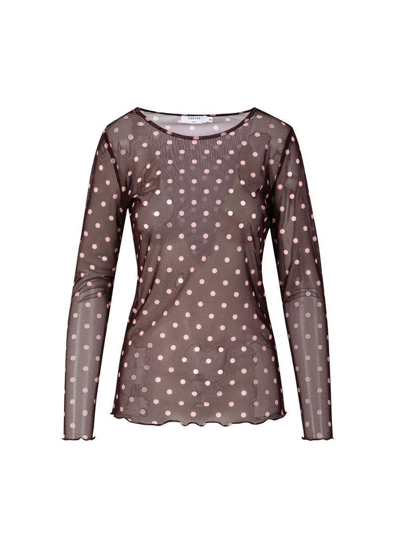 EVE MESH BLOUSE - Dot print