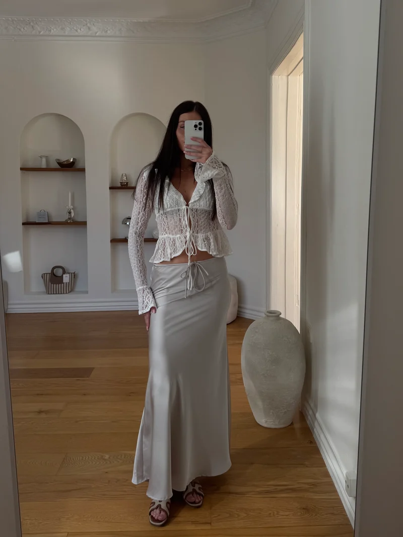 Flora nederdel beige