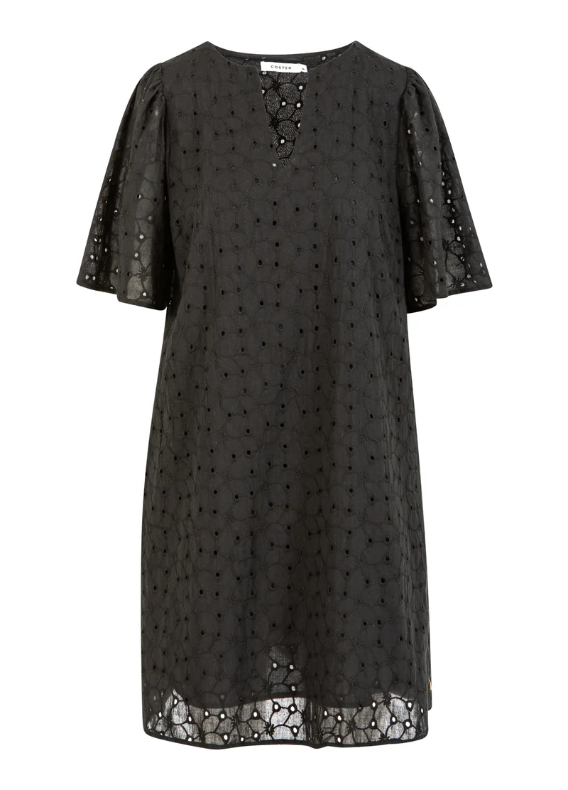 TUNIKA KLÄNNING I BRODERIE ANGLAISE - Black