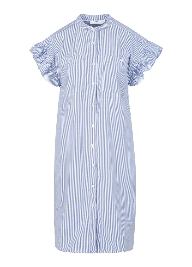 GWEN RANDIG SKJORTKLÄNNING - Blue stripes