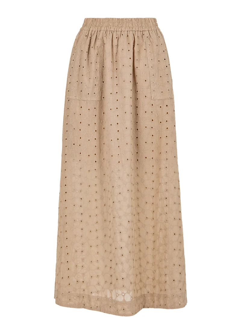 KJOL I BRODERIE ANGLAISE - Moon rock
