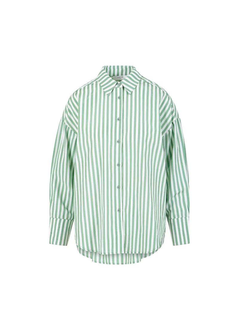 HARPER RANDIG SKJORTA - Green stripes