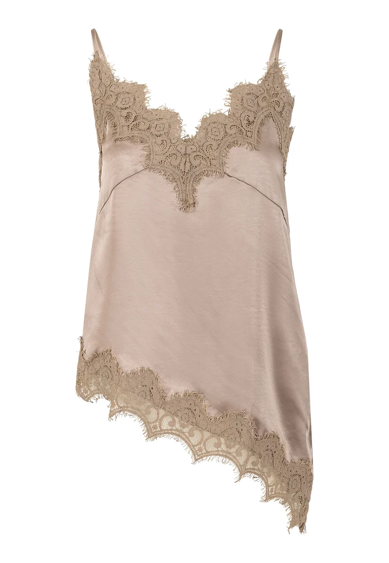 Top with lace and assymentical detail - Champagne