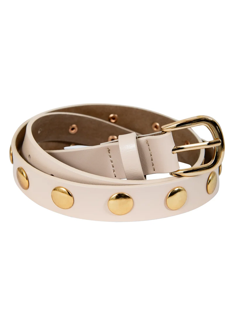 BÄLTE MED NITAR - Creme / Gold buckle