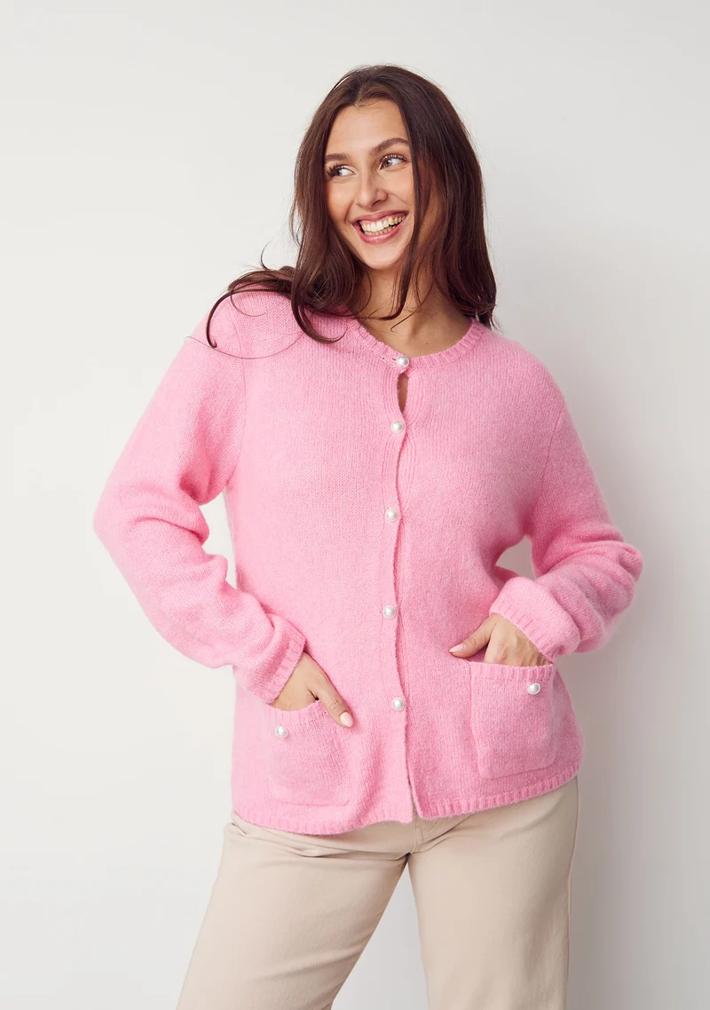 Anna Classic Cardigan - Fresh Pink
