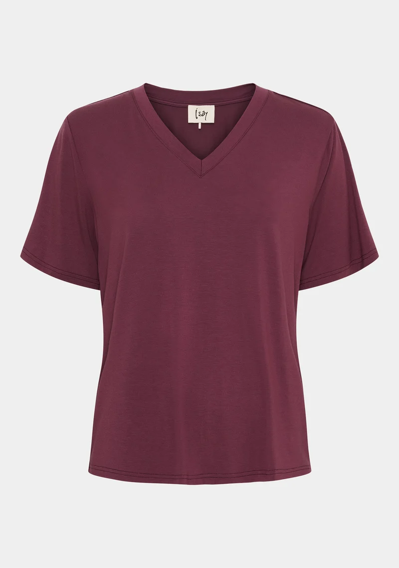 Gritt V-Neck T-Shirt - Wine