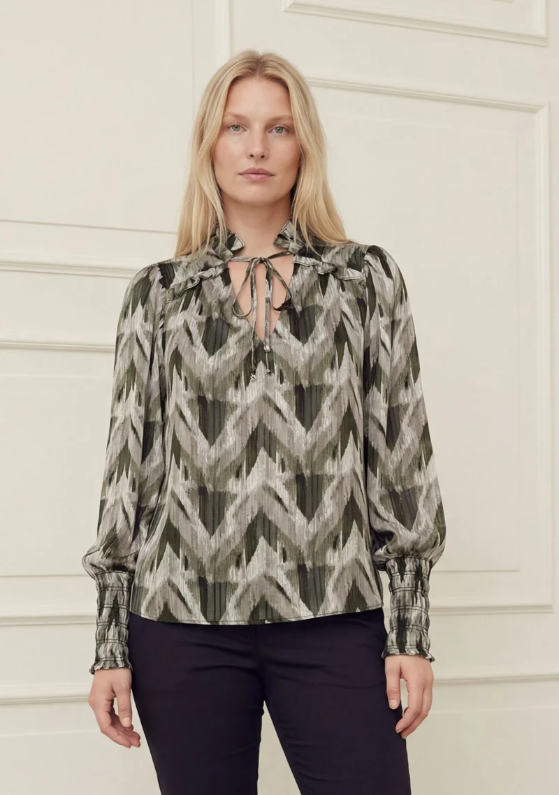 Kuna Blouse - Khaki ZigZag