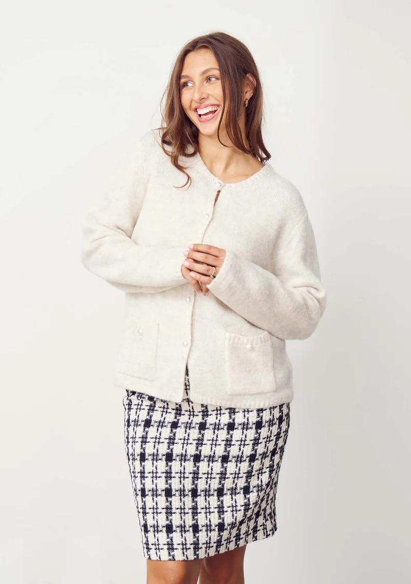 Anna Classic Cardigan - Broken White