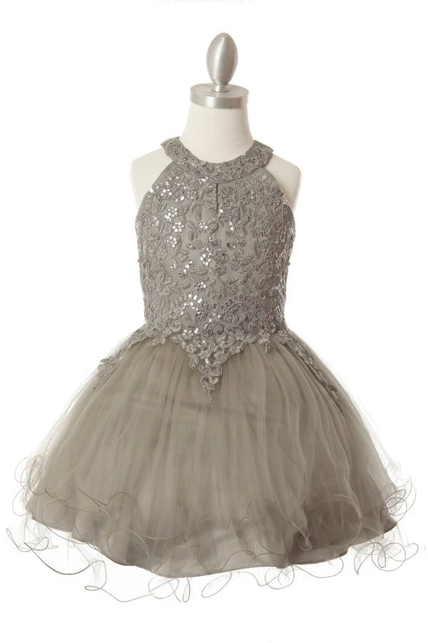 Halter Rhinestone Lace Girl Party Dress från Cinderella Couture USA AS5100