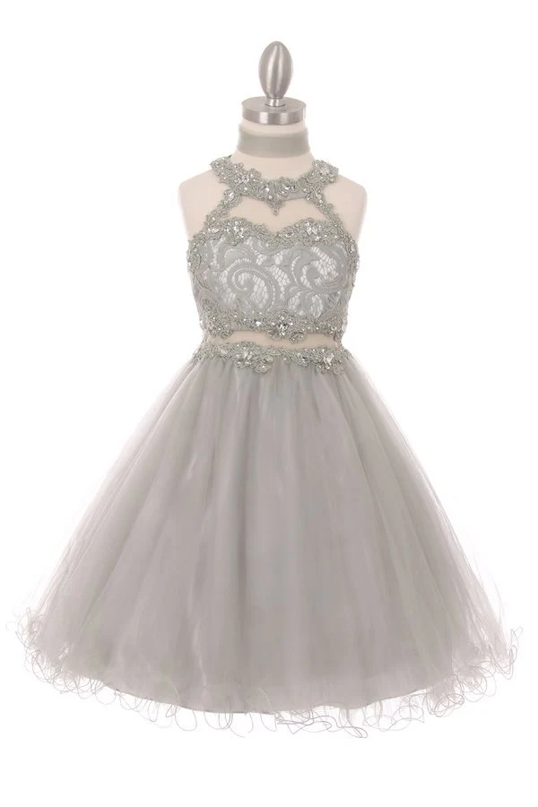 Halter Beaded Rhinestone Tylle Klänning från Cinderella Couture USA 5040