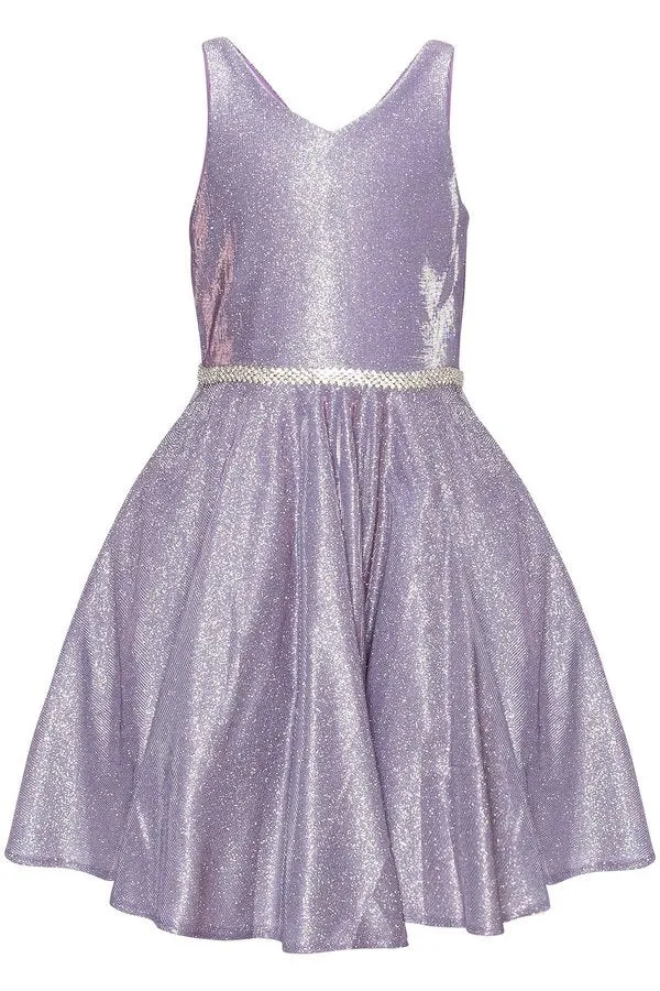 Glänsande metallisk festklänning för flickor från Cinderella Couture USA AS8013