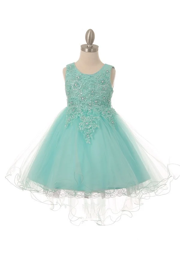 Pearls Rhinestones Tyll Girl Party Dress från Cinderella Couture USA AS9086
