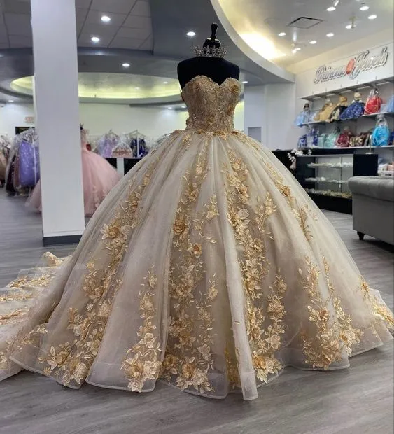 Quinceanera Klänning Balklänningar Applikation Korsett Rygg Söt