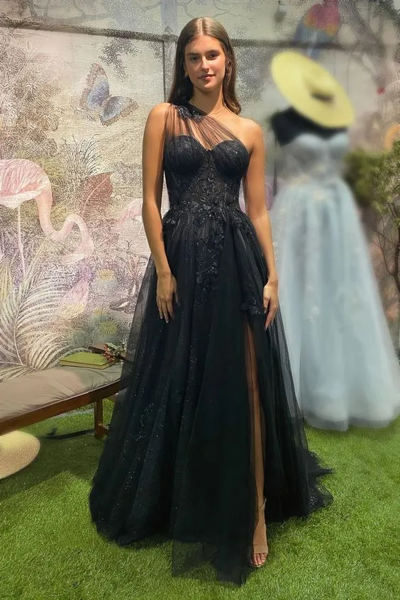 Elegant Tyll A-linjeformad Lång Balklänning