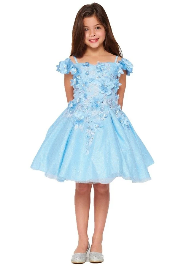 Off the Shoulder Floral Lace Tylle Girl Party Dress från Cinderella Couture USA AS5120