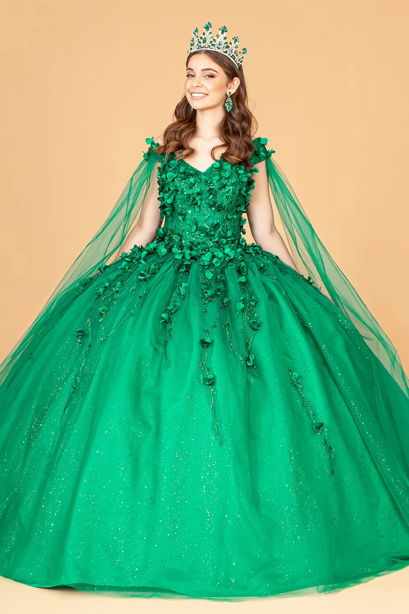 Elizabeth K - GL1974 - Utsmyckad kepsärm V-ringad Quinceanera klänning