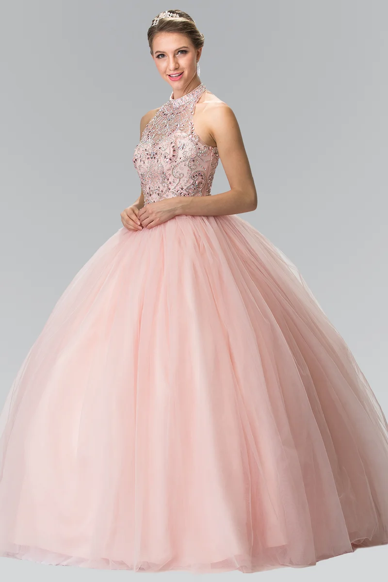 Elizabeth K - GL2206 - Mesh High Neck Quinceanera Klänning