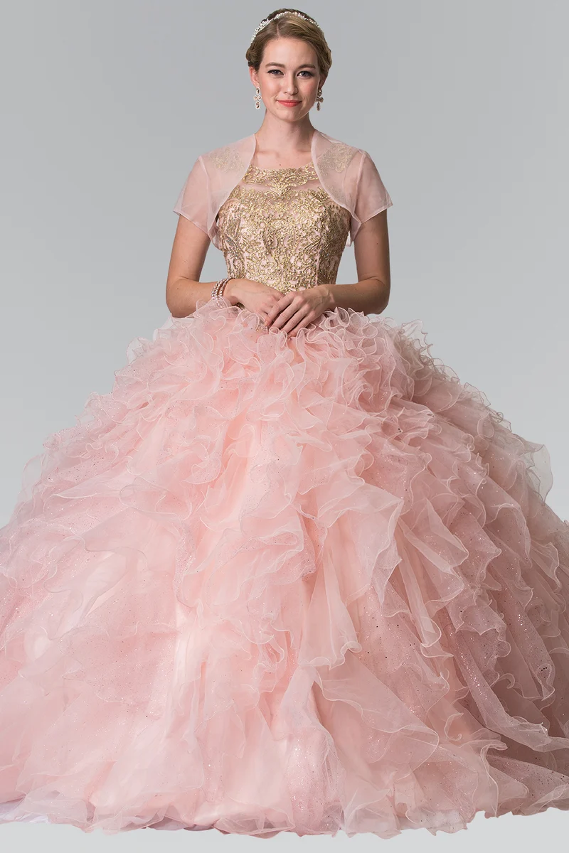Elizabeth K - GL2208 - Utsmyckad Illusion Sweetheart Quinceanera-klänning