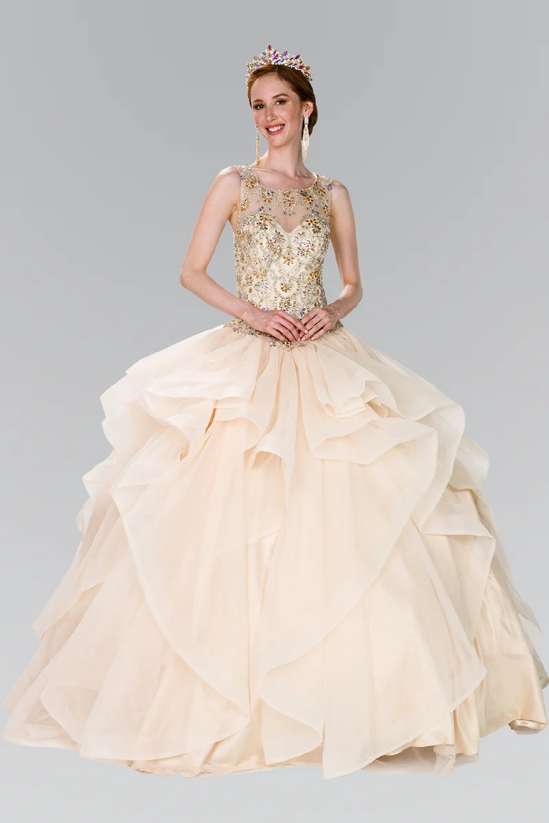 Elizabeth K - GL2378 - Illusion Sweetheart Neck Quinceanera Klänning