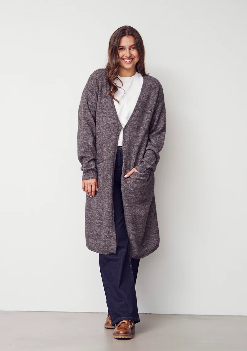Anna Long Cardigan - Mole Melange