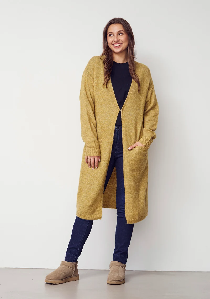 Anna Long Cardigan - Lime Melange