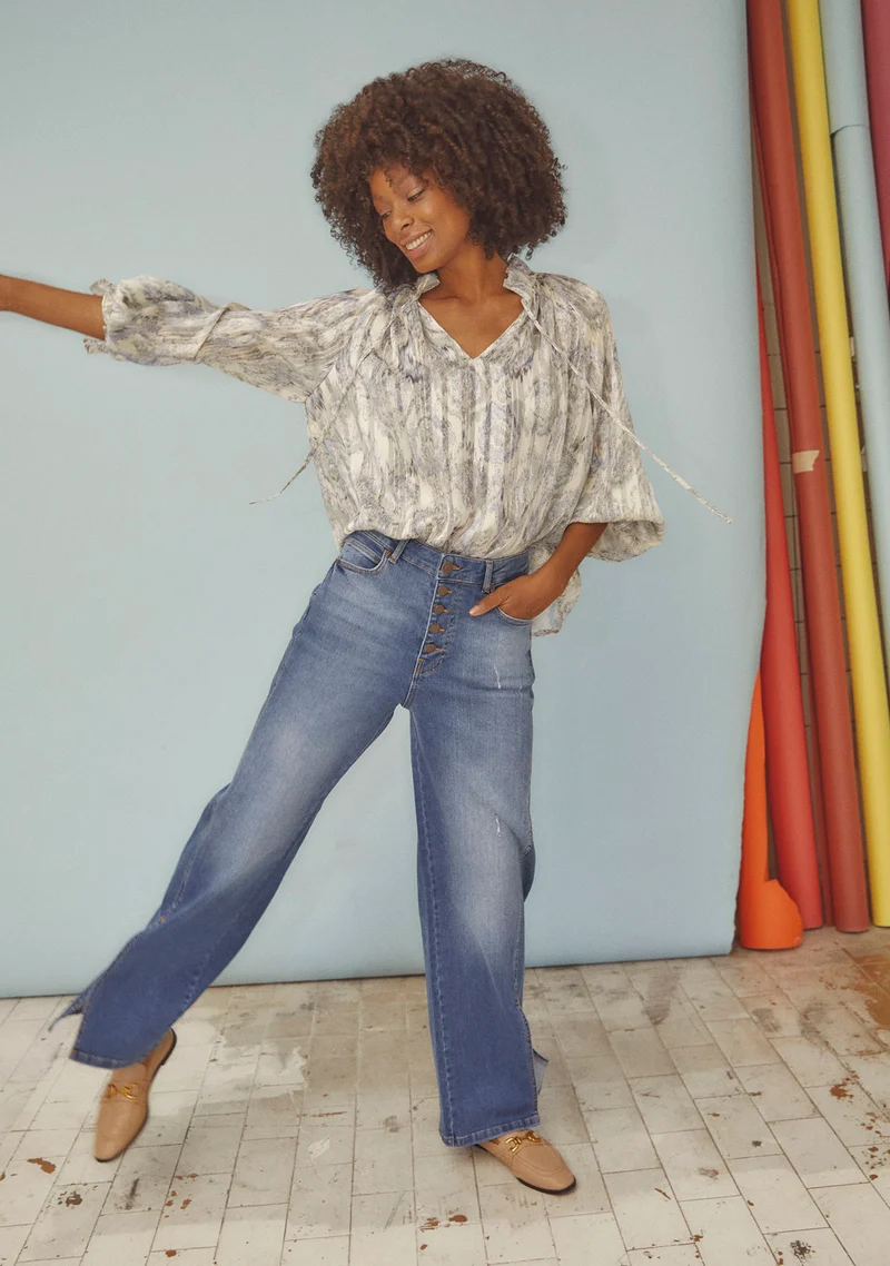 Bologna Split Jeans - Mid Denim