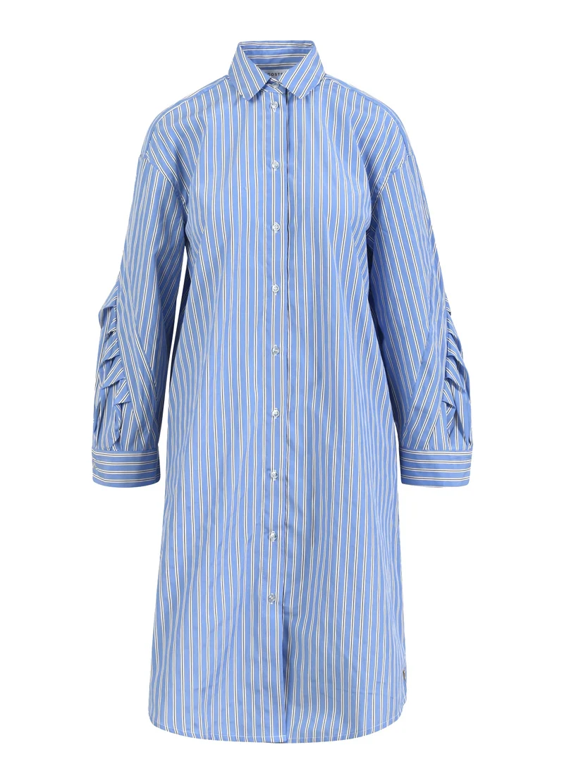 SKJORTKLÄNNING MED DEKONSTRUERADE ÄRMAR - Ice blue/white stripe